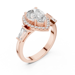 Gold Ring DDLR-342, Pear center stone, Rose Gold, view 2