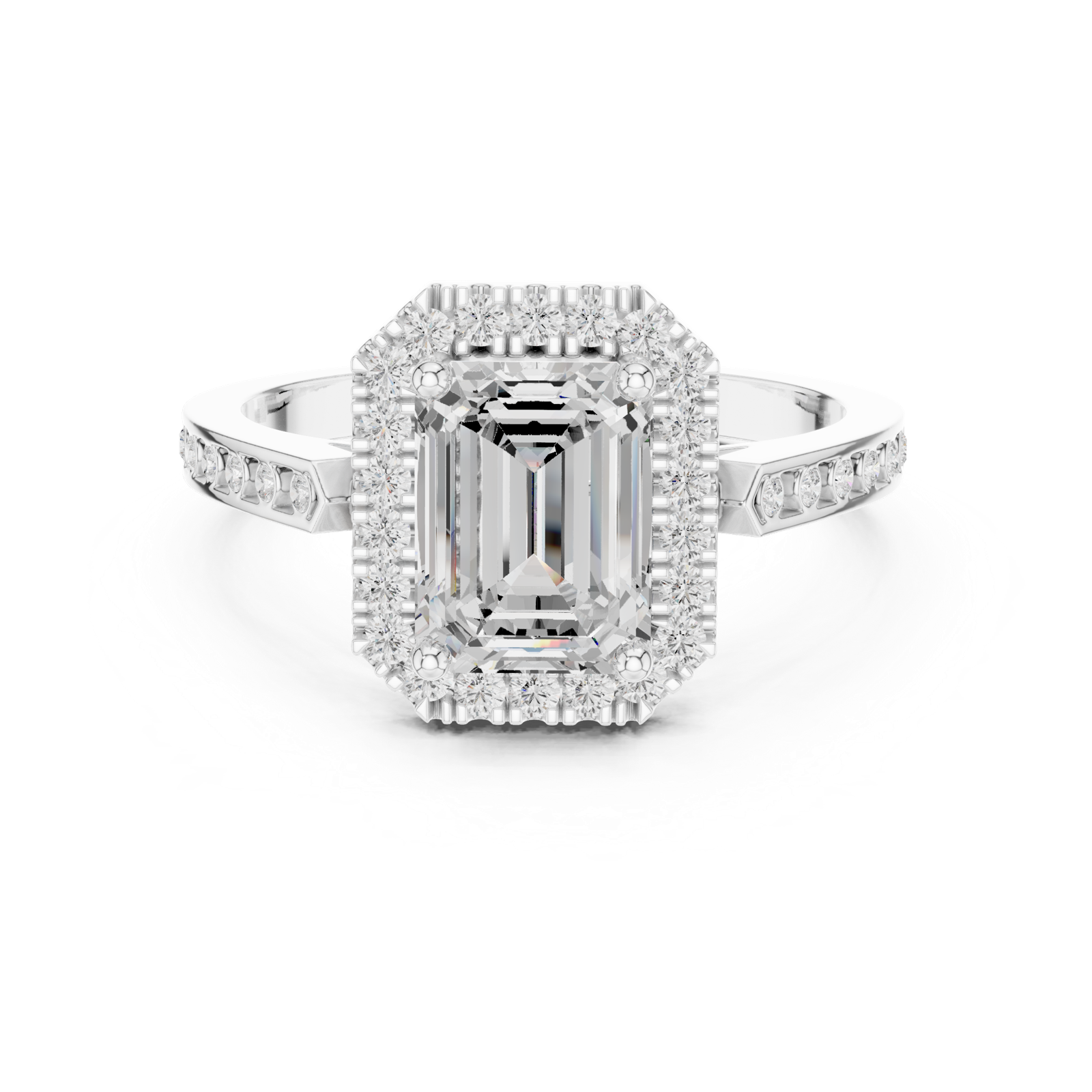 Gold Ring DDLR-349, Emerald center stone, White Gold, view 4