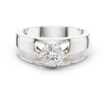 14K Solid Gold Lab Diamond Signet Ring, White Gold