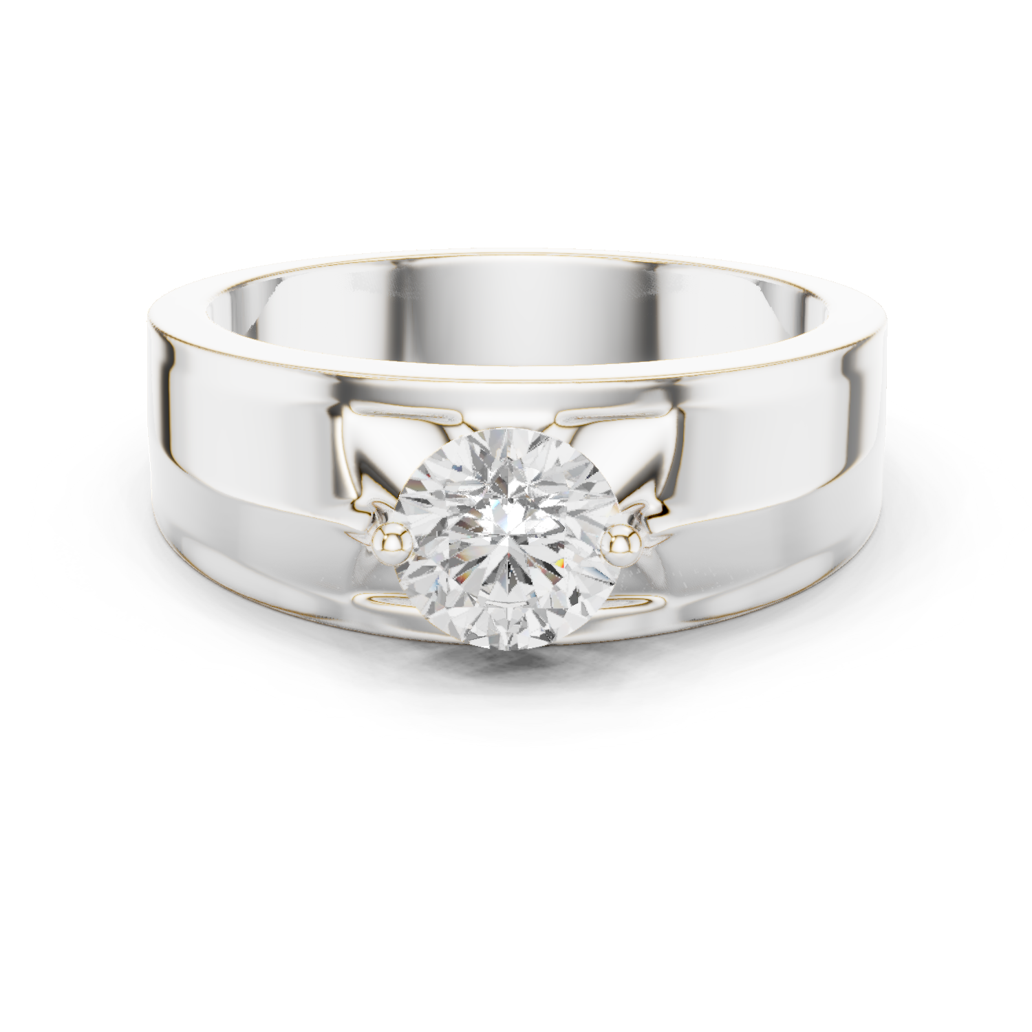 14K Solid Gold Lab Diamond Signet Ring, White Gold