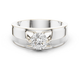 14K Solid Gold Lab Diamond Signet Ring, White Gold