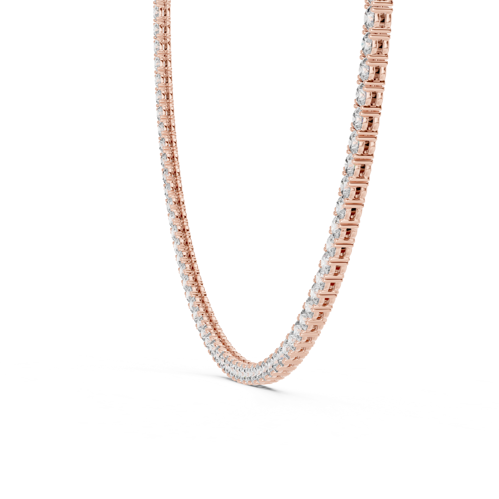 14K Solid Gold Lab Diamond Tennis Necklace, Rose Gold, view 3