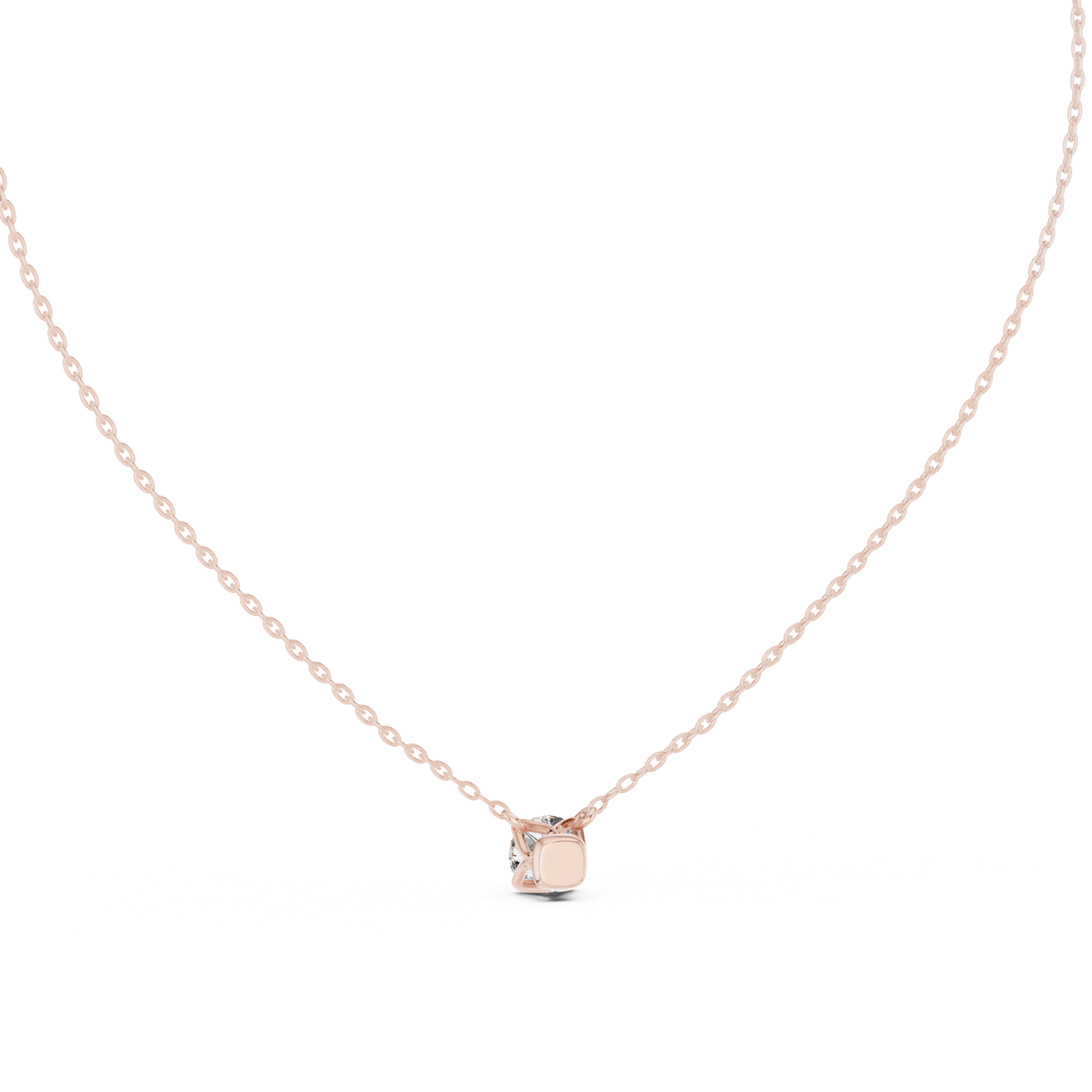 14K Solid Gold Lab Diamond Solitaire Pendant Necklace, Rose Gold, view 4