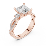 Gold Ring DDLR-281, Princess center stone, Rose Gold, view 2