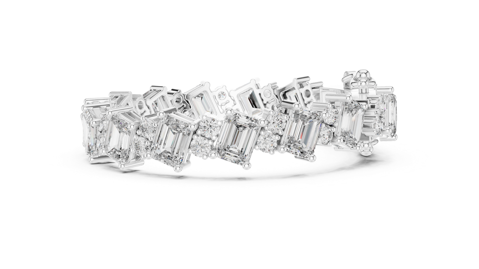 14K Solid Gold Lab Diamond Bracelet, White Gold, view 3
