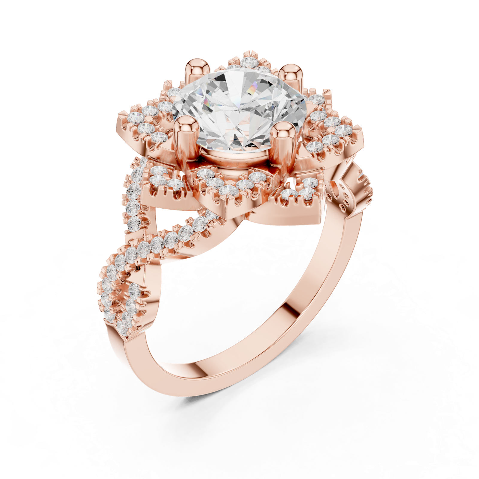 Gold Ring DDLR-411, Rose Gold, view 2