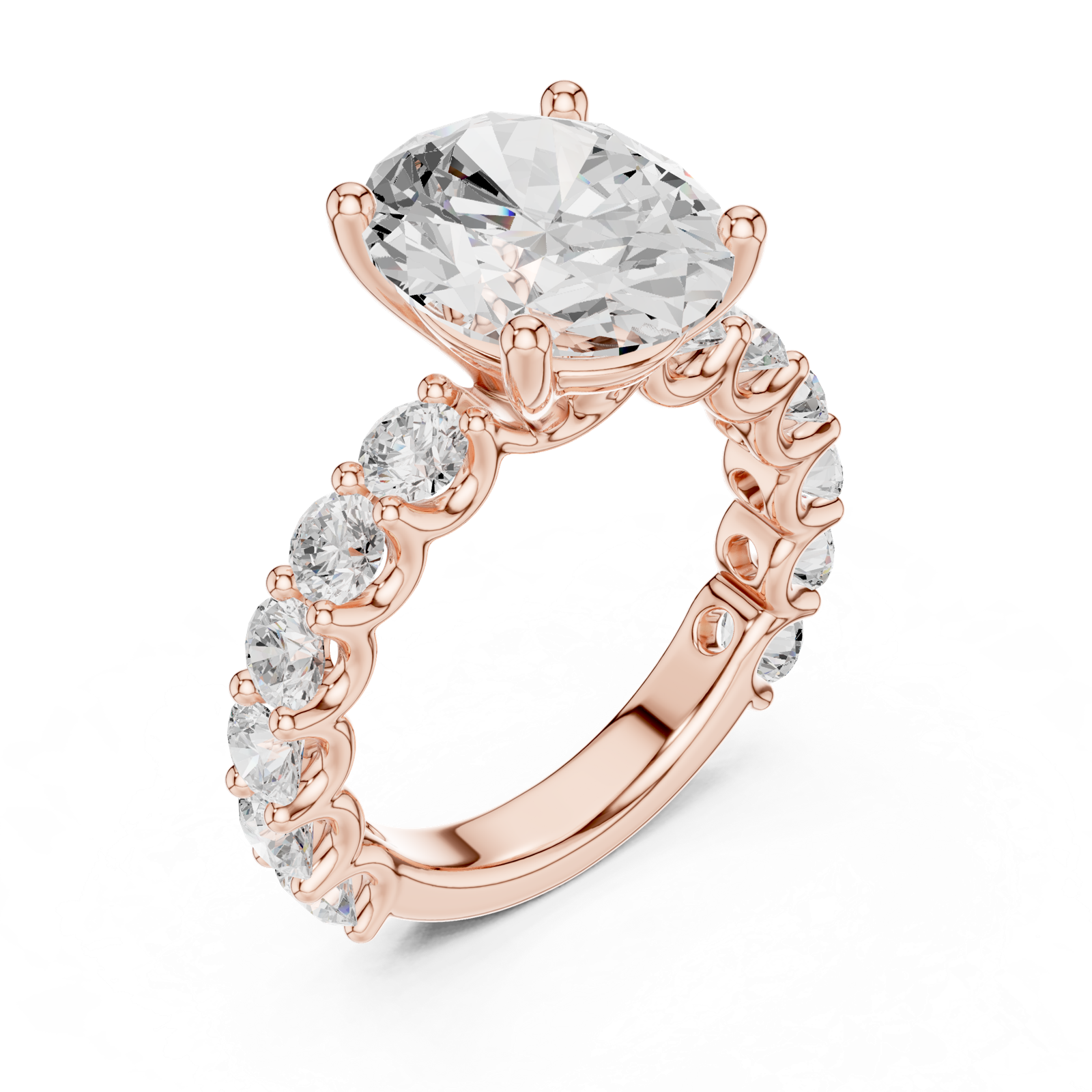 Gold Ring DDLR-087, Oval center stone, Rose Gold, view 2