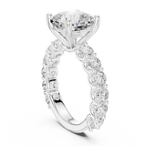 Gold Ring DDLR-087, Cushion center stone, White Gold, view 1