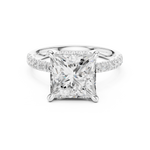 Gold Ring DDLR-259, Princess center stone, White Gold, view 4