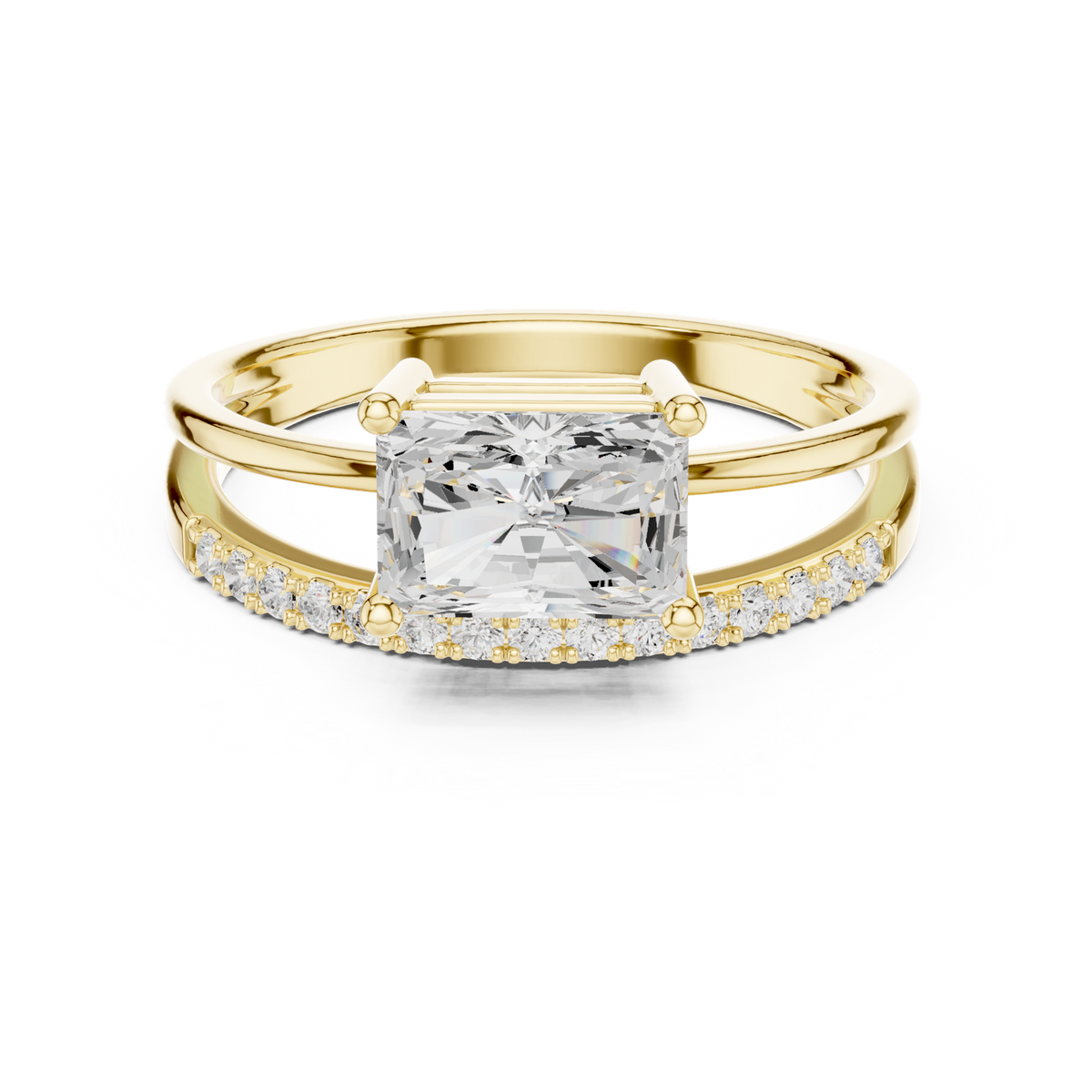 14K Solid Gold Lab Diamond Solitaire Ring, Yellow Gold