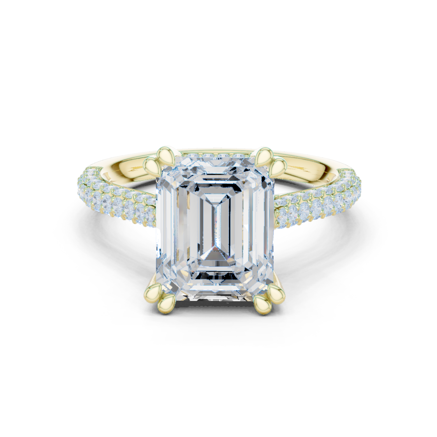 Gold Ring DDLR-260, Emerald center stone, Yellow Gold