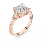 Gold Jewelry, Asscher center stone, Rose Gold, view 2