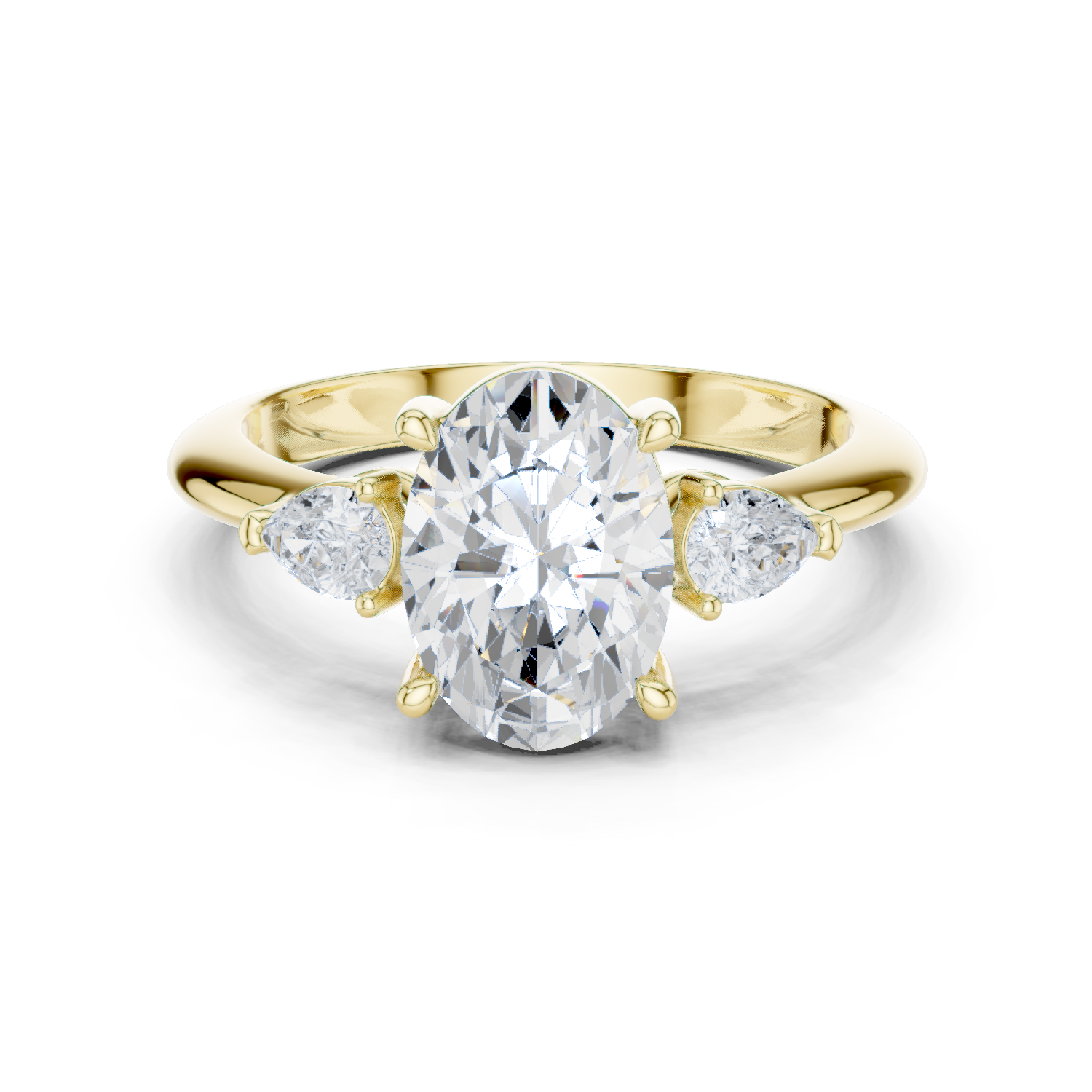Gold Jewelry L35-66, Oval center stone, Yellow Gold