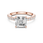 Gold Ring, Asscher center stone, Rose Gold, view 4