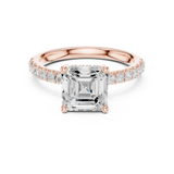 Gold Ring, Asscher center stone, Rose Gold, view 4