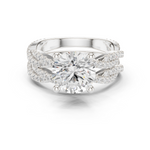 Gold Ring DDLR-300, Round center stone, White Gold
