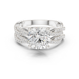Gold Ring DDLR-300, Round center stone, White Gold