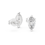 14K Solid Gold Lab Diamond Stud Earrings, White Gold, view 1