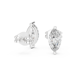 14K Solid Gold Lab Diamond Stud Earrings, White Gold, view 1