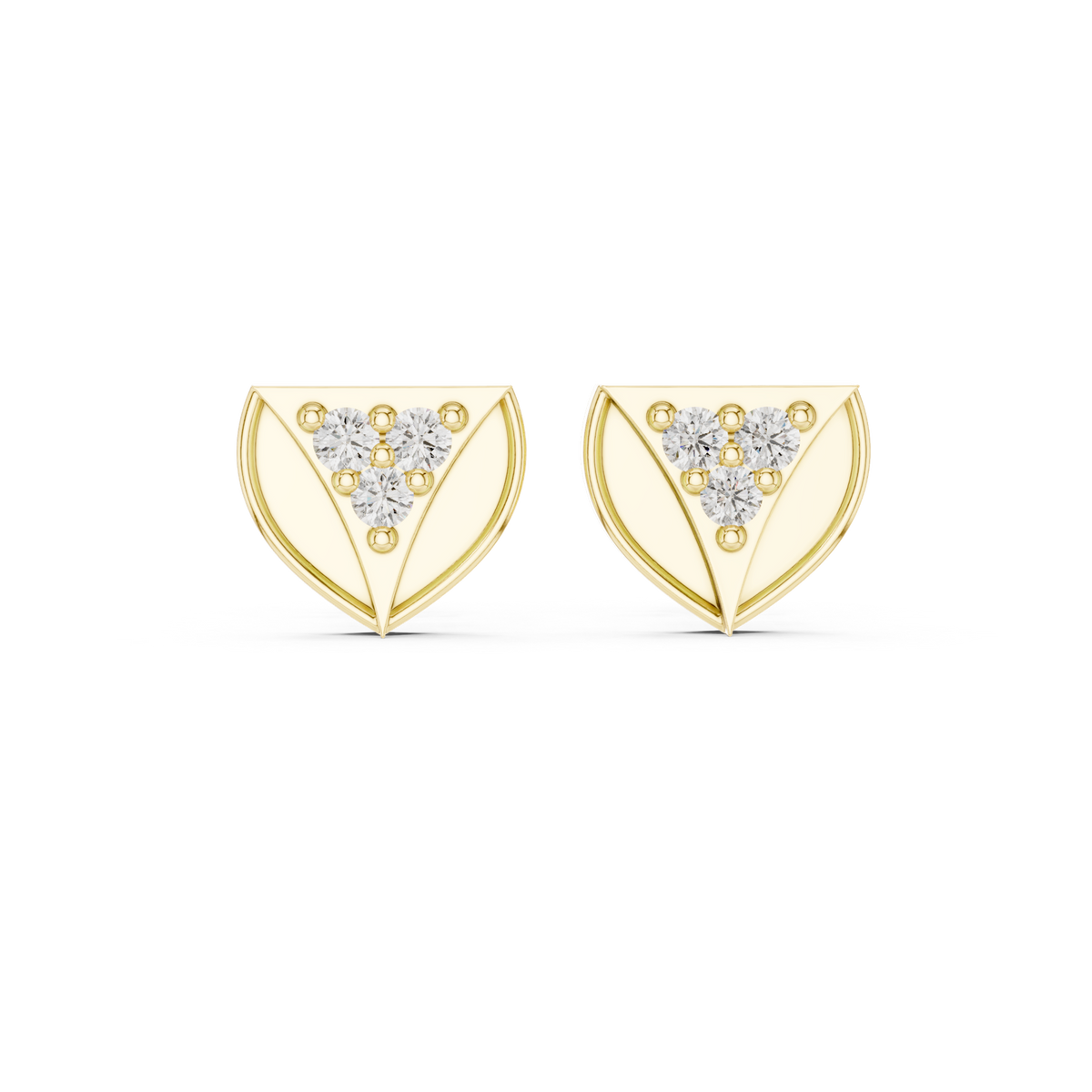 14K Solid Gold Lab Diamond Cluster Earrings, Yellow Gold