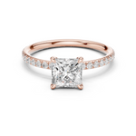 Gold Jewelry L36-15, Princess center stone, Rose Gold