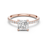 Gold Jewelry L36-15, Princess center stone, Rose Gold