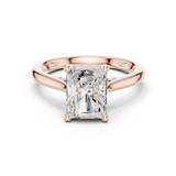 Gold Ring DDLR-163, Radiant center stone, Rose Gold