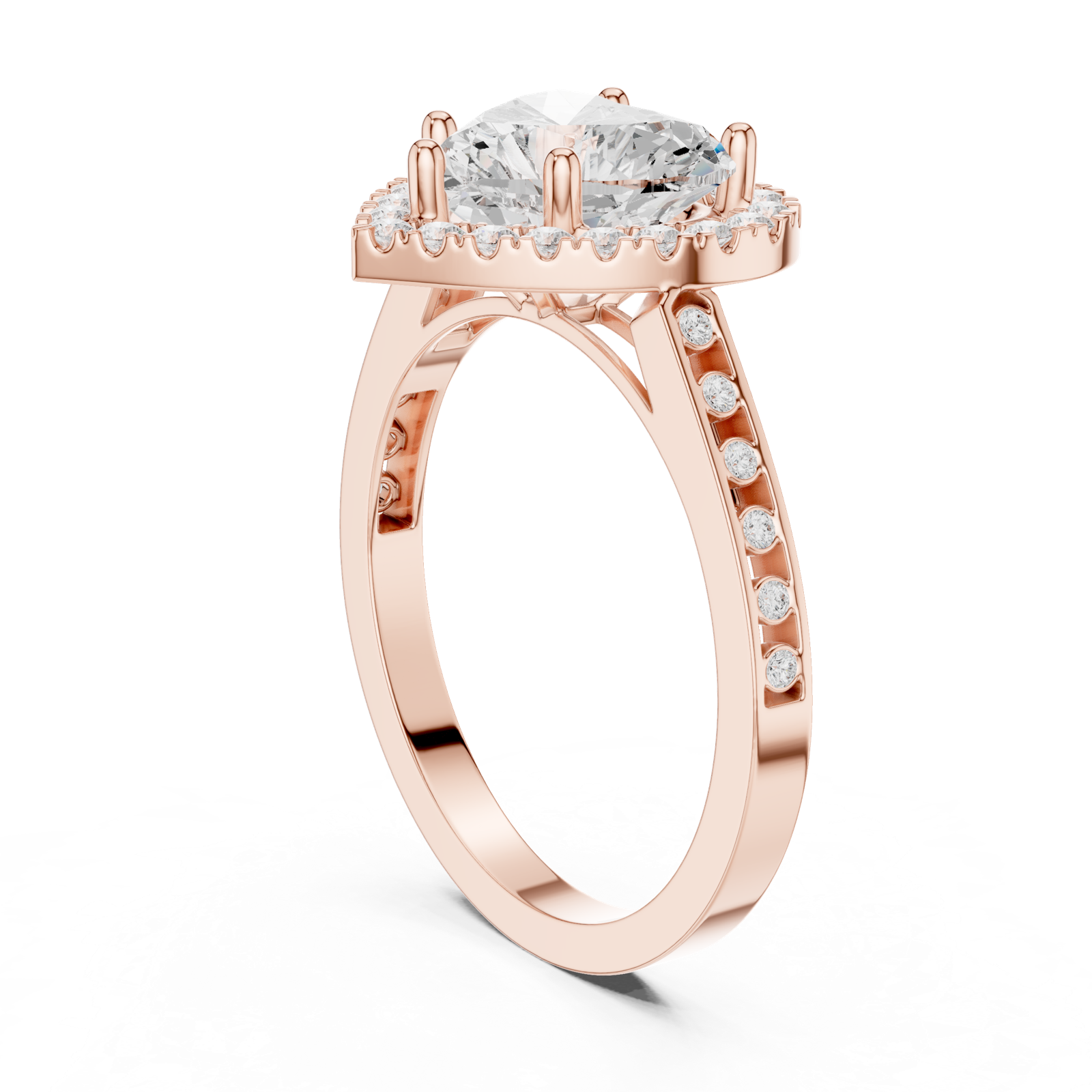 Gold Ring DDLR-349, Heart center stone, Rose Gold, view 1