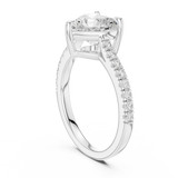 Gold Ring DDLR-039, Heart center stone, White Gold, view 1