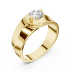 14K Solid Gold Lab Diamond Solitaire Ring, Yellow Gold, view 2