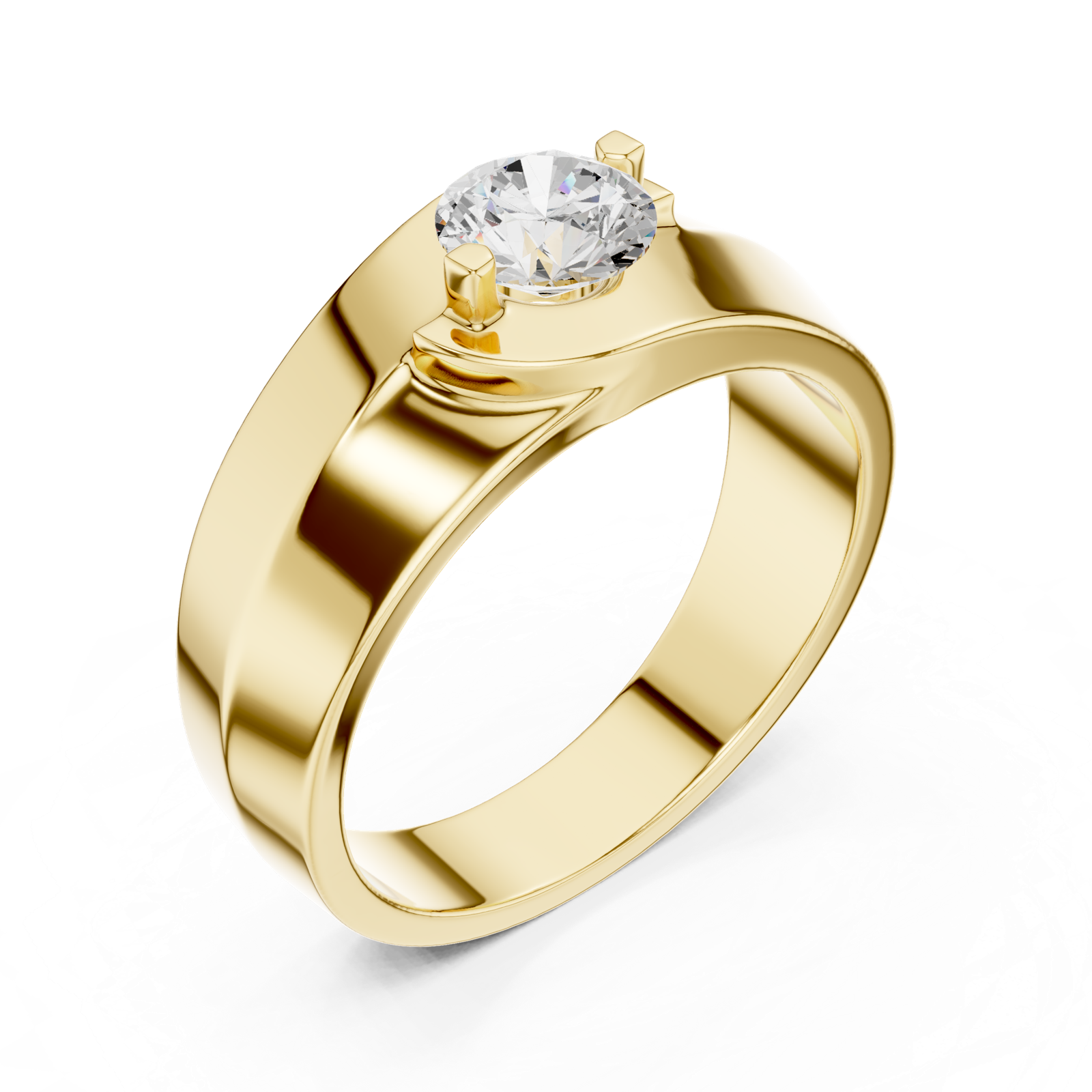 14K Solid Gold Lab Diamond Solitaire Ring, Yellow Gold, view 2