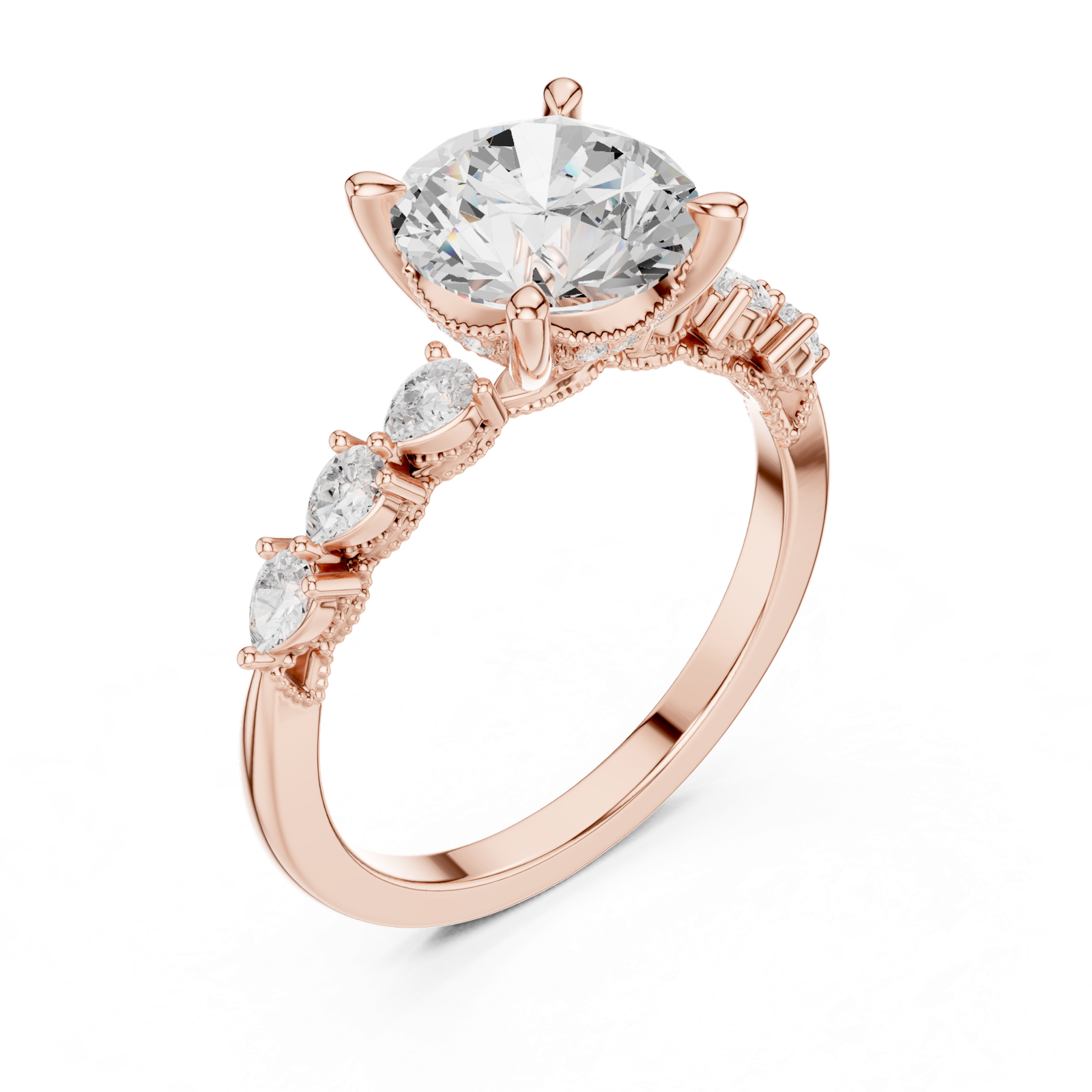 Gold Ring DDLR-1008, Rose Gold, view 2