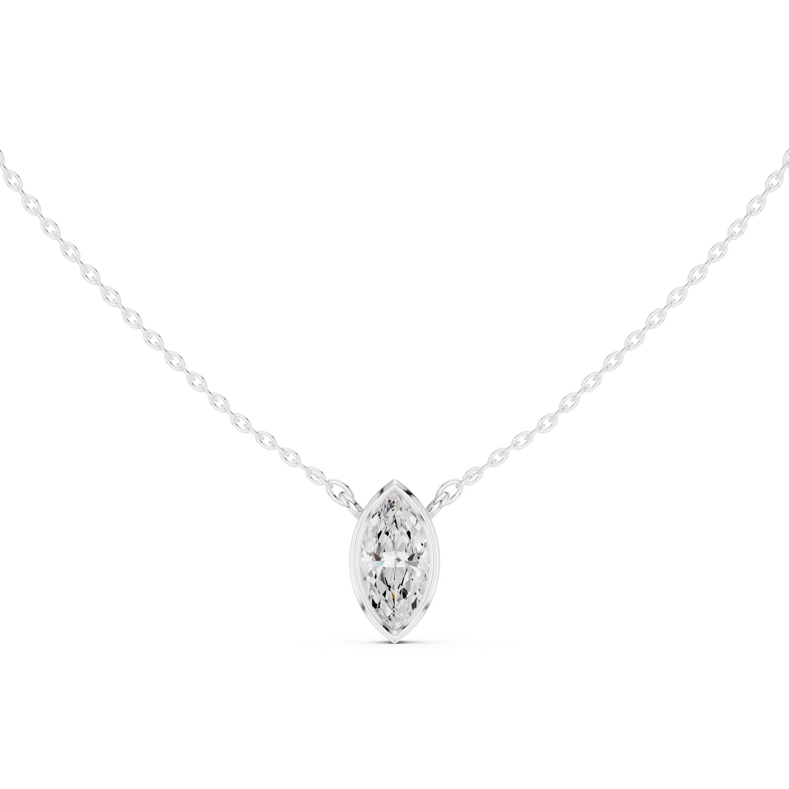Gold Jewelry DDPS-001, Marquise center stone, White Gold, view 4