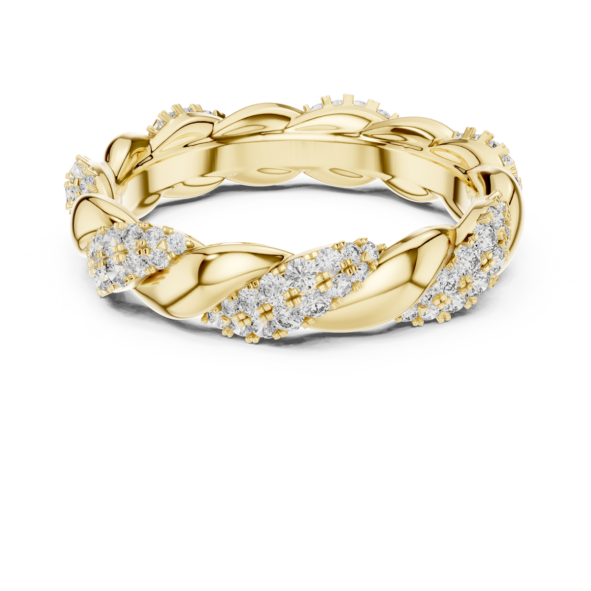 14K Solid Gold Lab Diamond Twist Ring, Yellow Gold