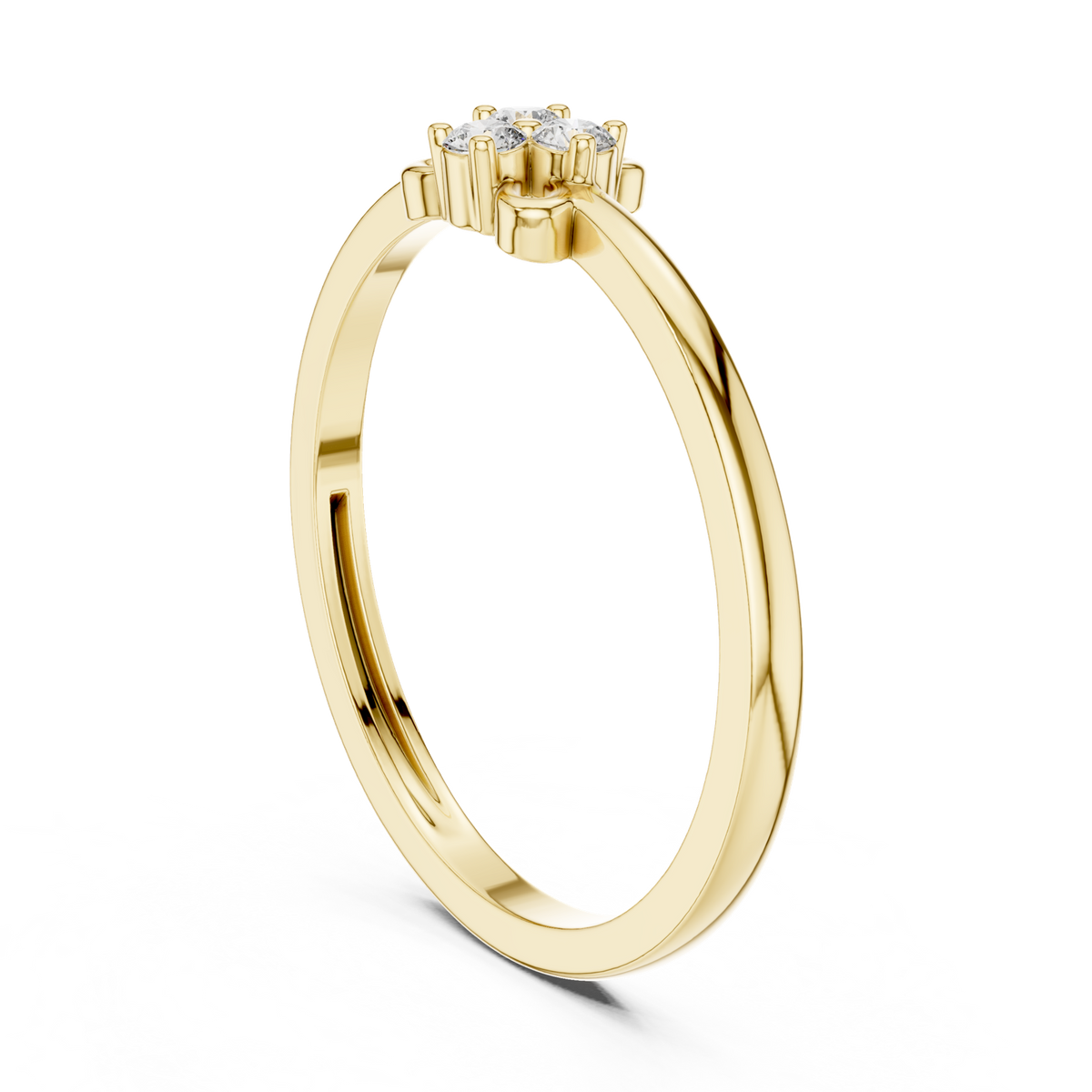 14K Solid Gold Lab Diamond Flower Cluster Ring, Yellow Gold, view 1