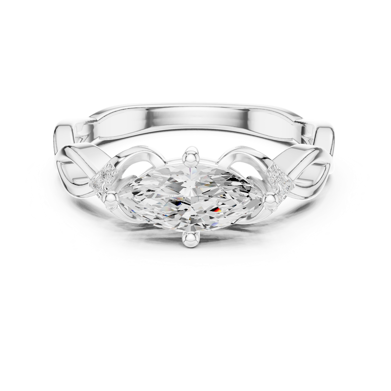 Gold Ring DDLR-510, White Gold, view 4