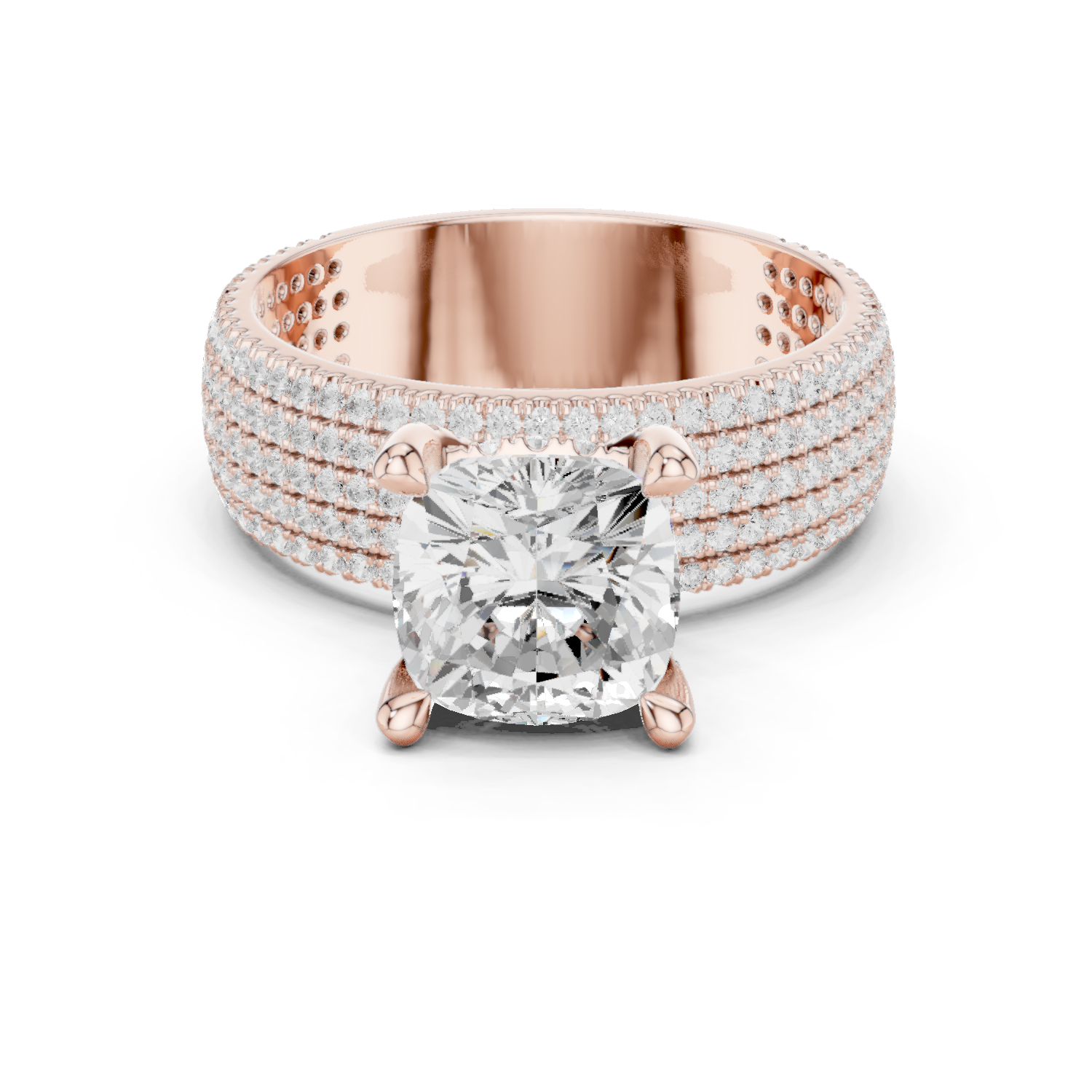 Gold Ring, Cushion center stone, Rose Gold