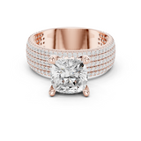 Gold Ring, Cushion center stone, Rose Gold