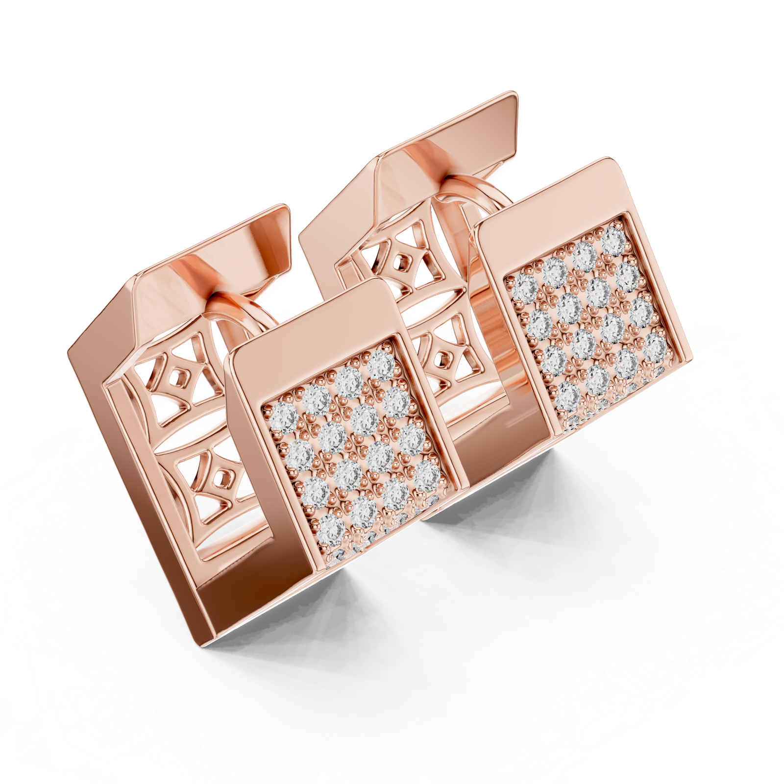 Gold Earrings L03-5, Rose Gold, view 2