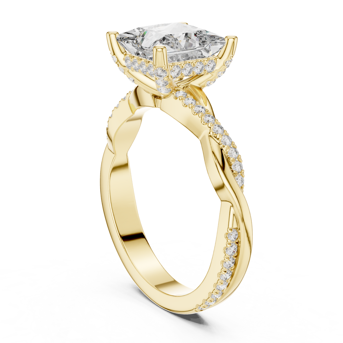 14K Solid Gold Lab Diamond Solitaire Ring, Yellow Gold, view 1