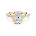 Gold Ring DDLR-043, Pear center stone, Yellow Gold, view 4