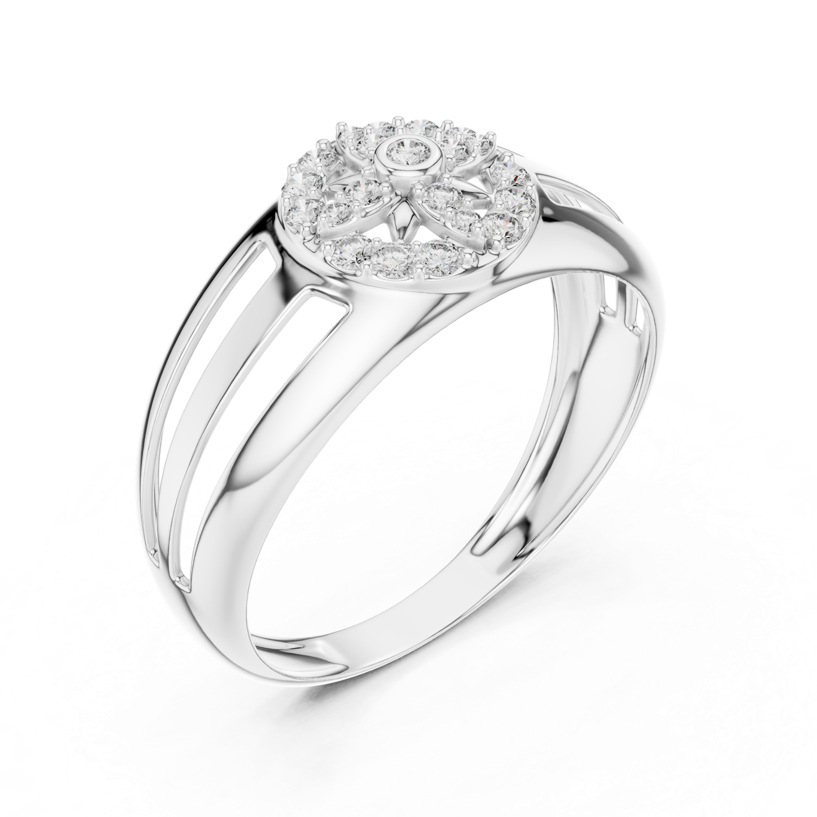 Gold Ring LR-01 (37), White Gold, view 2