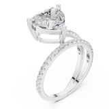 Gold Jewelry L35-39, Heart center stone, White Gold, view 2