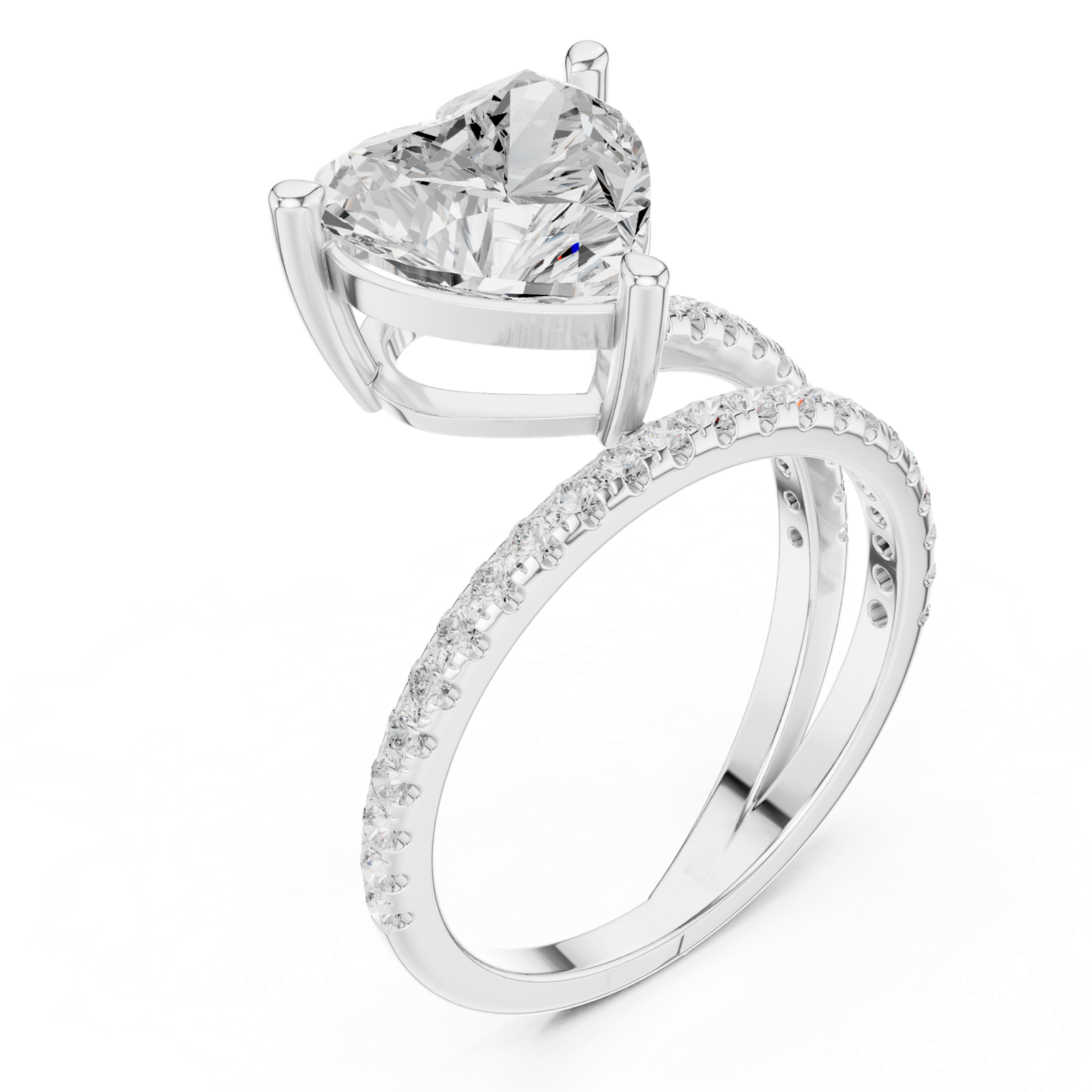 Gold Jewelry L35-39, Heart center stone, White Gold, view 2