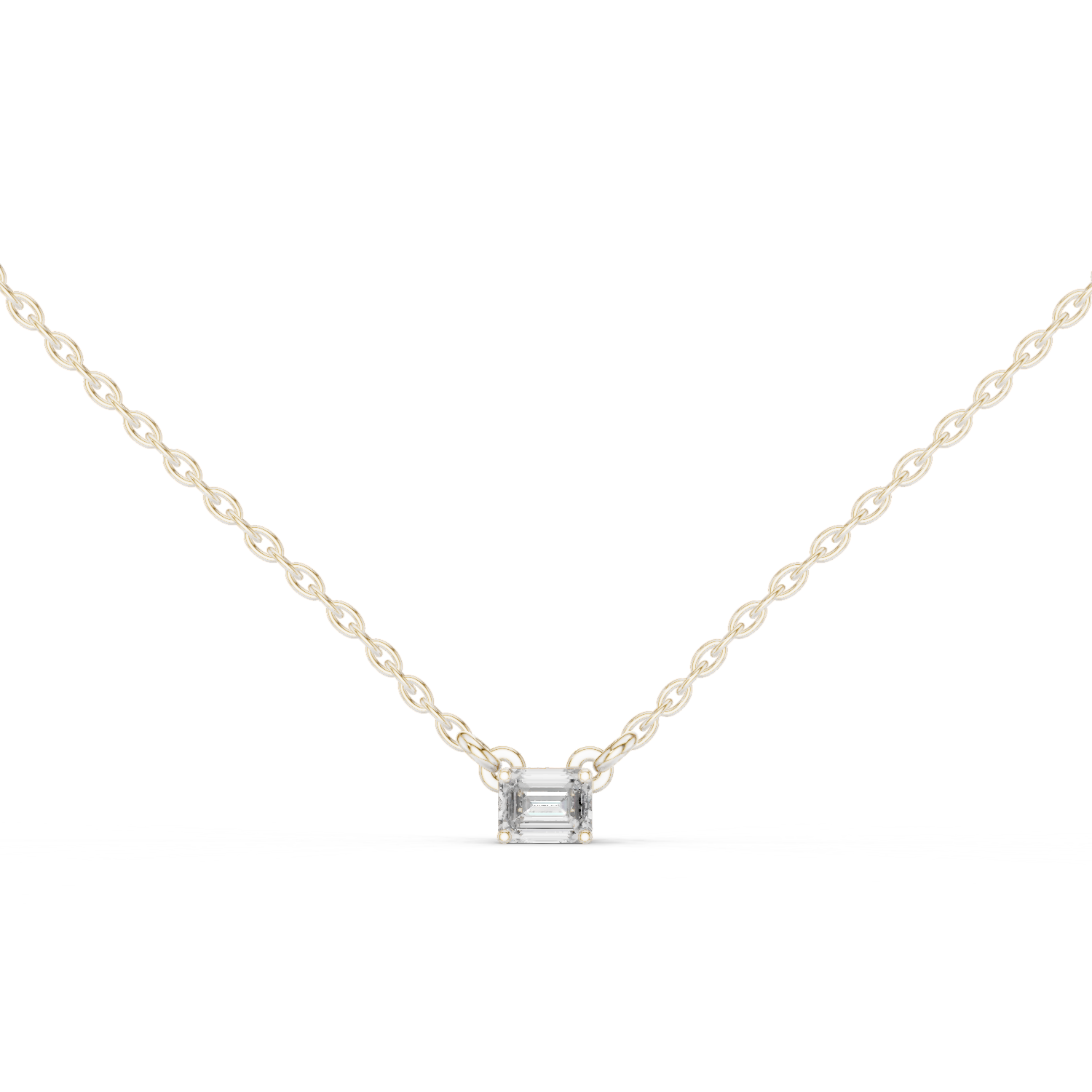 14K Solid Gold Lab Diamond Solitaire Pendant Necklace, White Gold