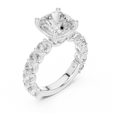 Gold Ring DDLR-087, Cushion center stone, White Gold, view 2