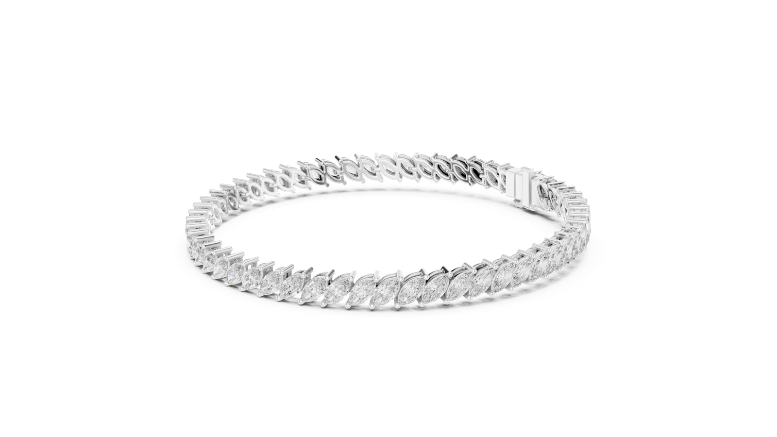 14K Solid Gold Lab Diamond Bracelet, White Gold, view 1