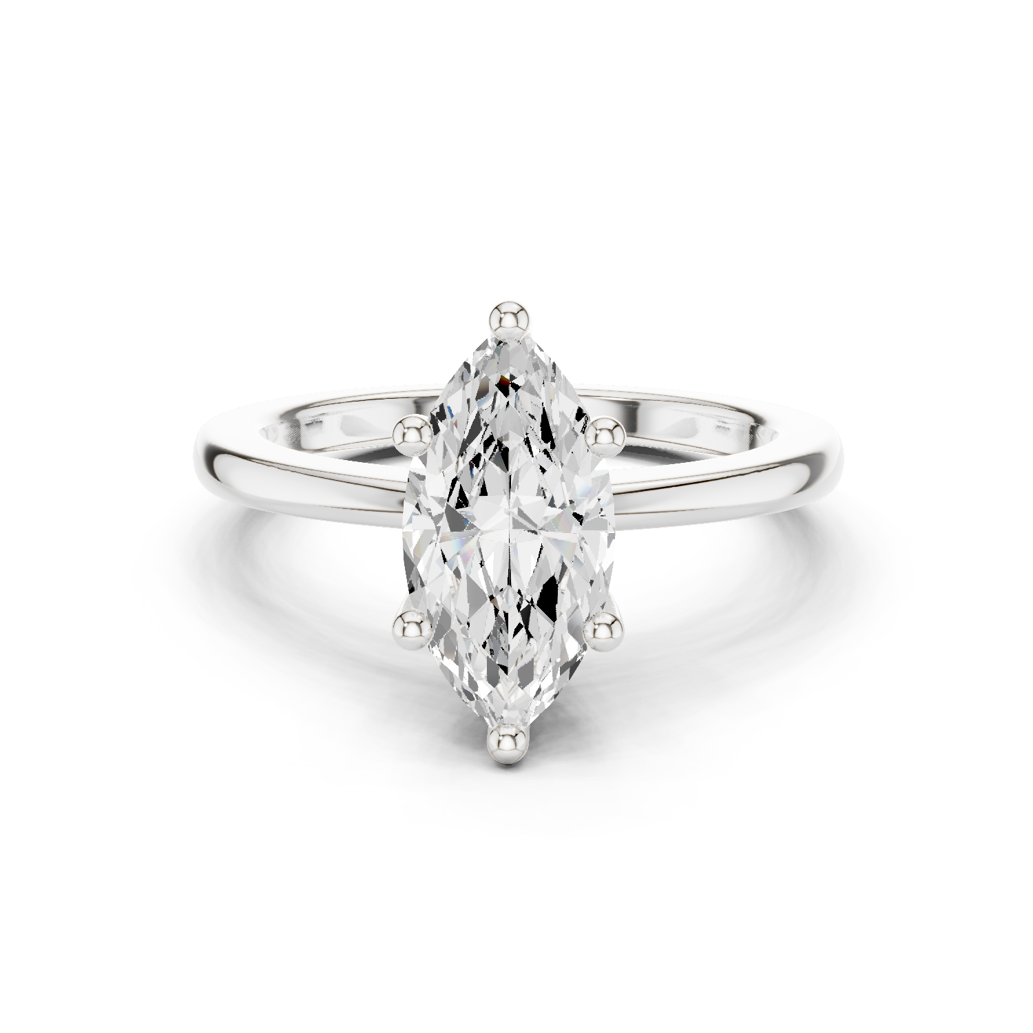 Gold Ring DDLR-032, Marquise center stone, White Gold