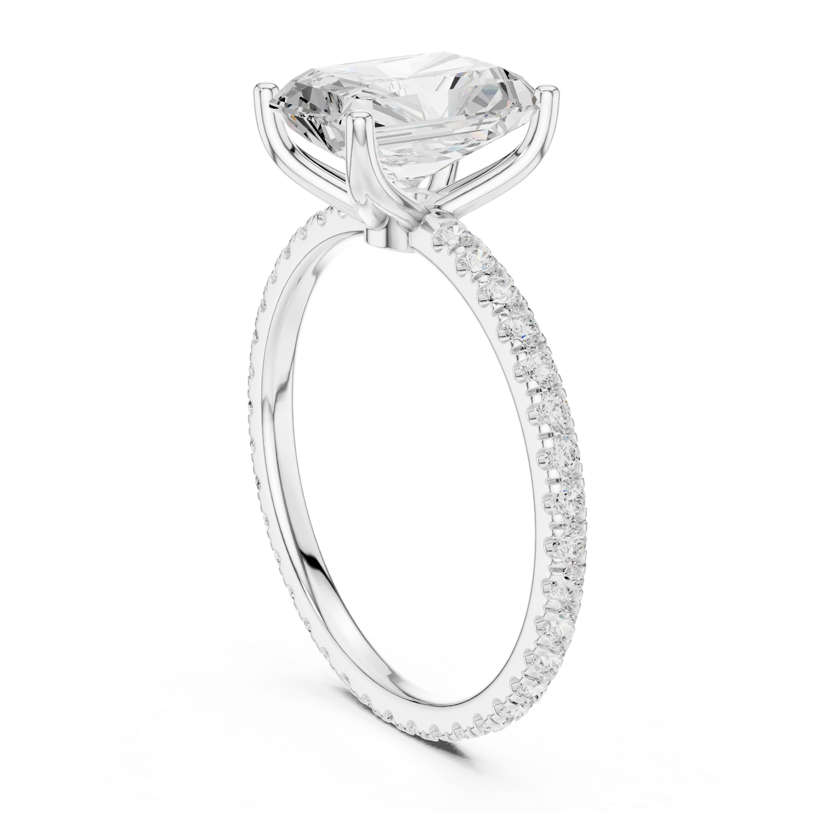 Gold Jewelry L36-16, Radiant center stone, White Gold, view 1