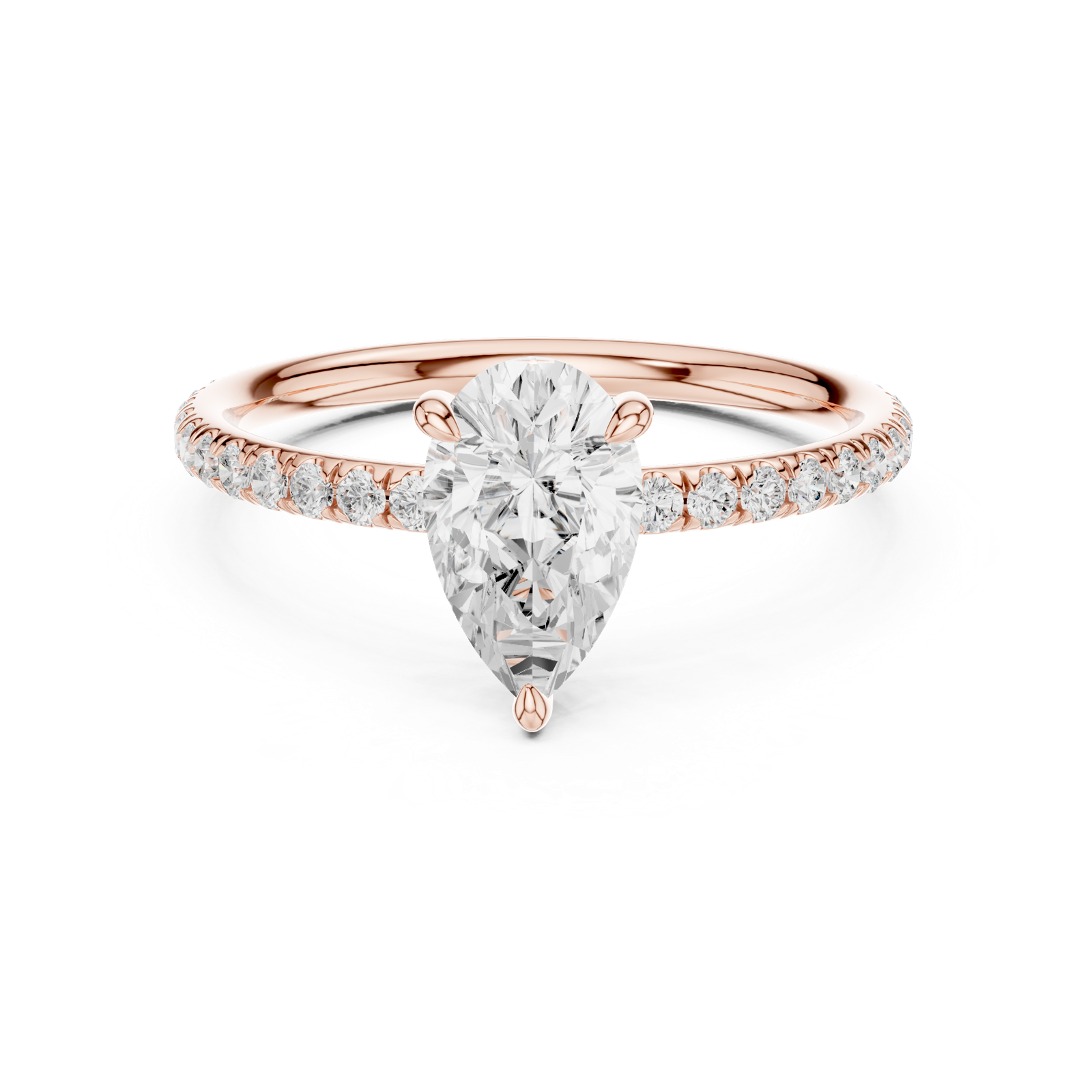 Gold Jewelry L36-15, Pear center stone, Rose Gold, view 4